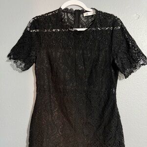 Cupshe Top Cut Out Lace Eyelet Short Sleeve Zip Peek A Boo Middle Women Sz Large